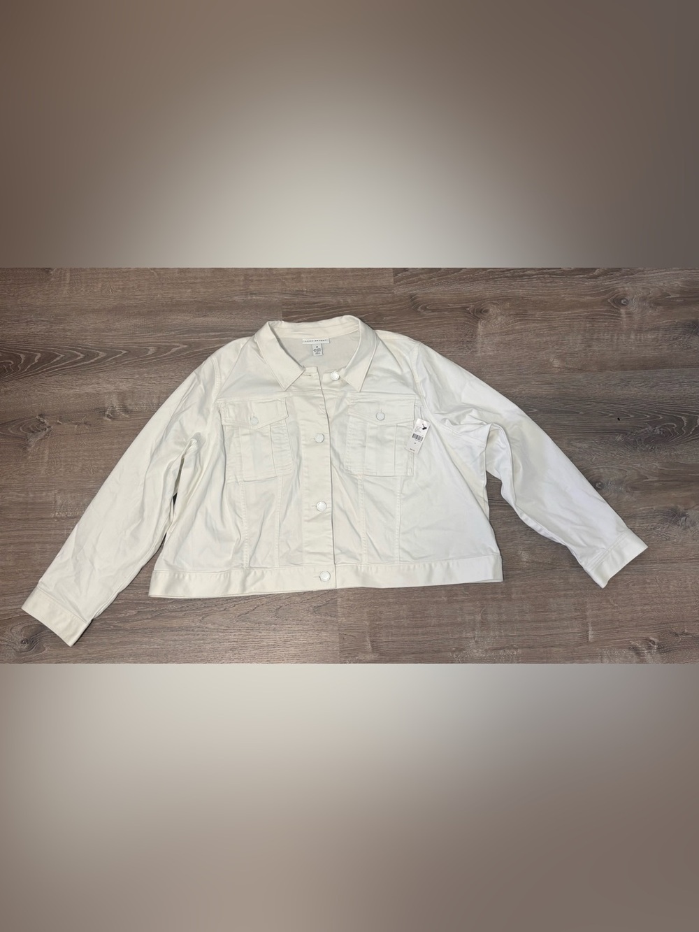 NWT Lane Bryant Ivory Off White  Jean Jacket  Snap Closure Plus Size 28 New